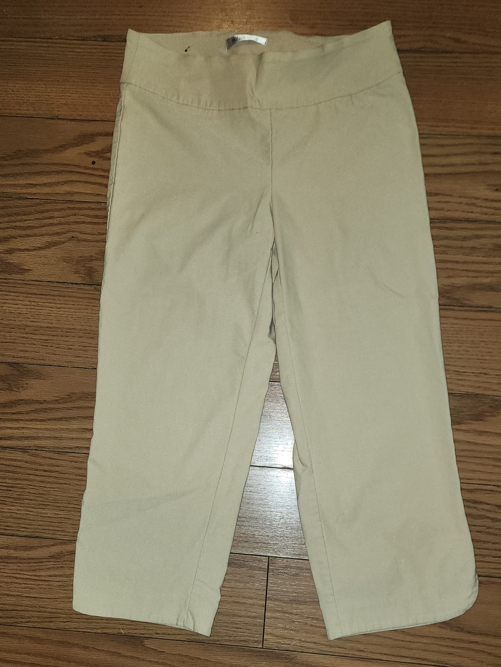Beige Cropped Stretch Pull-On Pants for Women